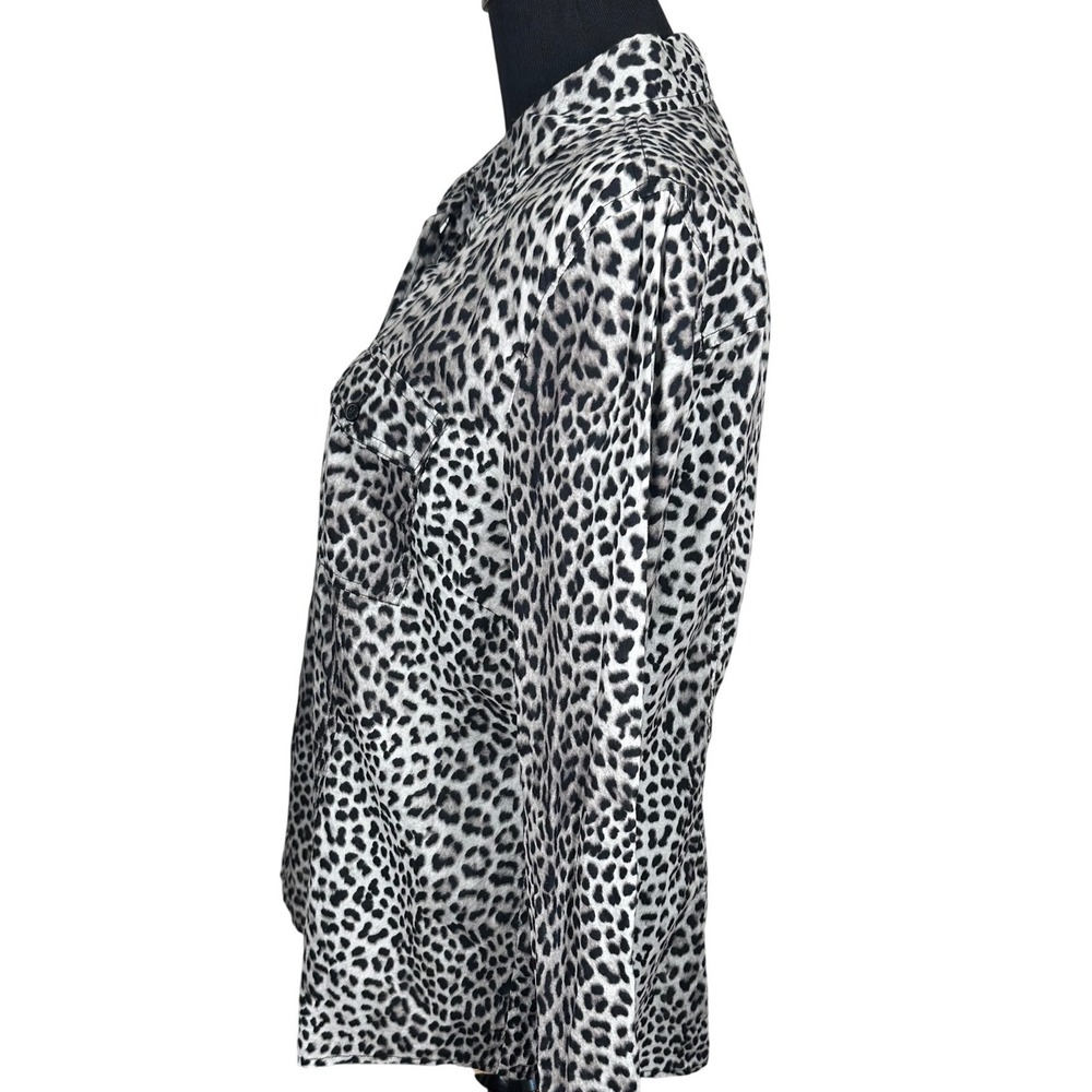 Michael‎ Kors Leopard Print Button Shirt L Tailored Safari Blouse Animal Print - Picture 2 of 7